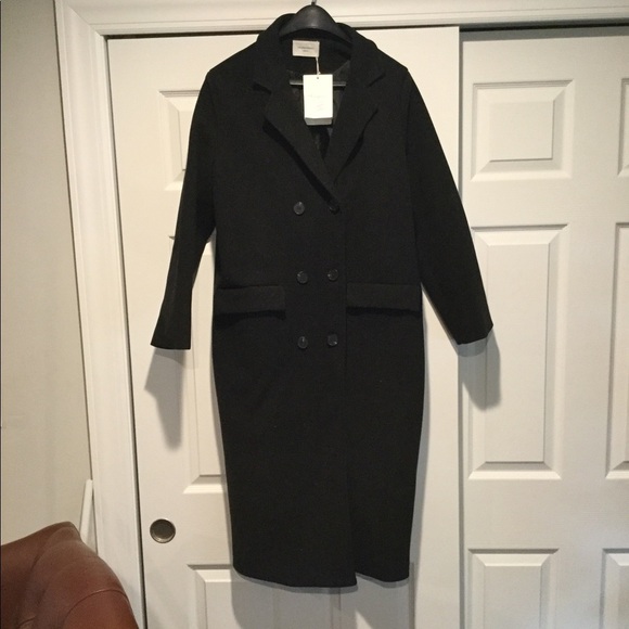 THE OPEN PRODUCT VINTAGE BLACK WOOL TRENCH COAT OVERCOAT CANVAS JACKET RARE! NWT - Picture 4 of 8